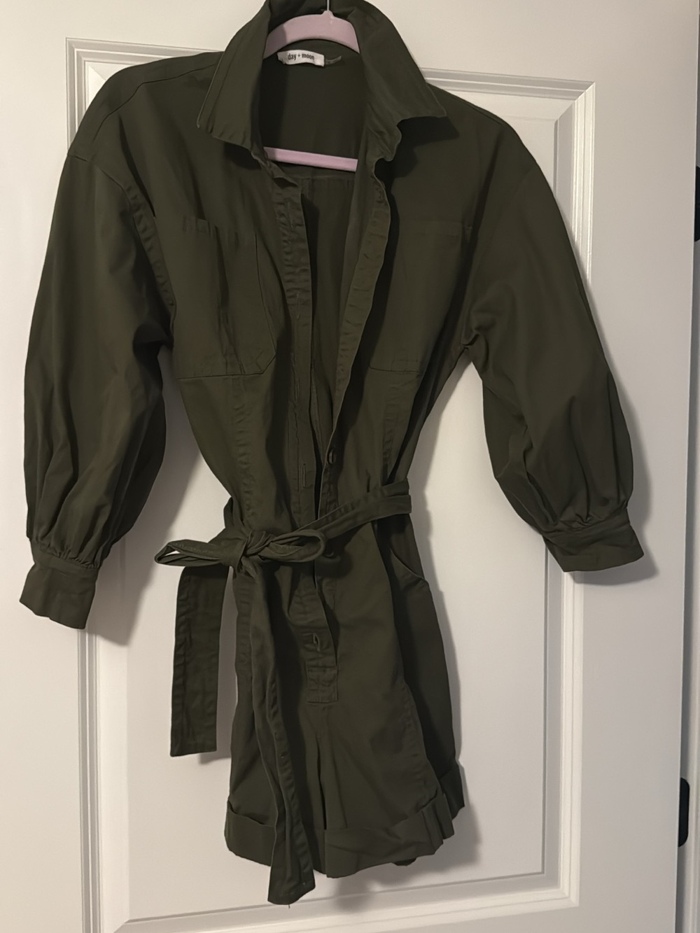 Olive Green Utility Belted Romper